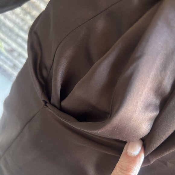 Natori Brown and Red Lace Satin Negligee and Robe Loungewear Set Size Small - Picture 4 of 10